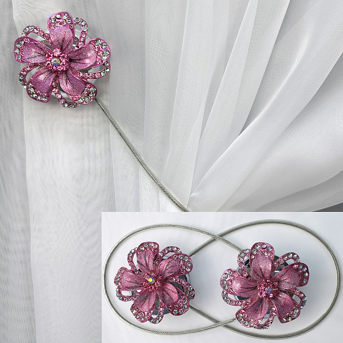 Магніти для штор та гардин "Flowers" набір 2 шт Рожевий (81-245) Київ - фото 1