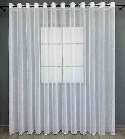 Тюль на люверсах VR-Textil 115т Лен однотонный Белый 600х270 см (47-025) Киев