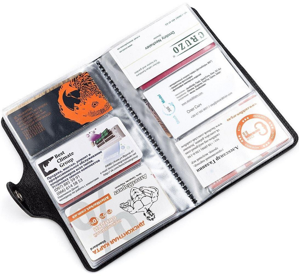 Визитница большая Shvigel 13905 кожаная Черная Киев - изображение 6