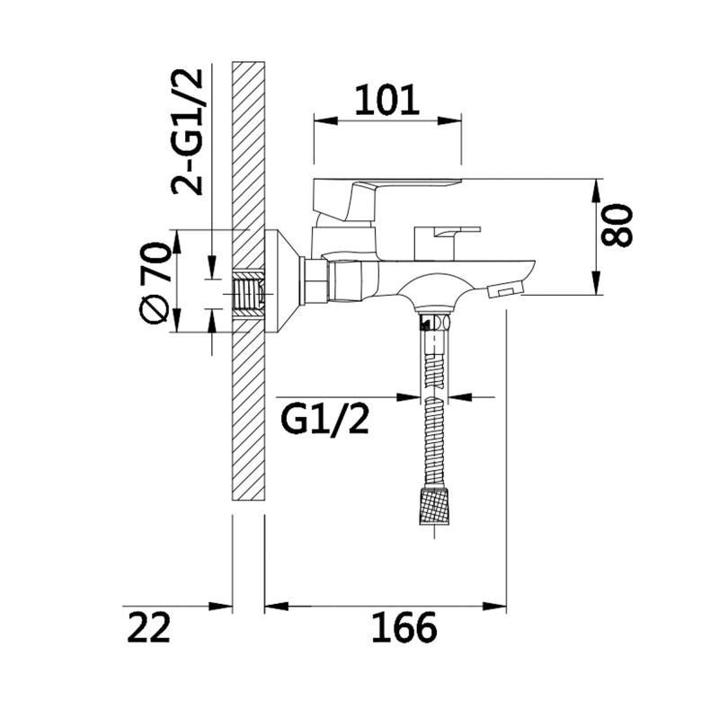 Змішувач для ванни з душовим гарнітуром Lidz Latwa 006 білий/хром Київ - фото 2