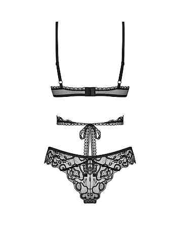 Комплект Obsessive Blomentis 2-pcs set, XL/2XL, мереживний, ліф із зав’язками на спині, трусики-сліпи Sex Aura Київ