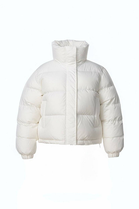 Куртка женская Haiziyuan 2603 оверсайз пуффер с воротником-стойкой молочная, молочний, L Киев - изображение 7