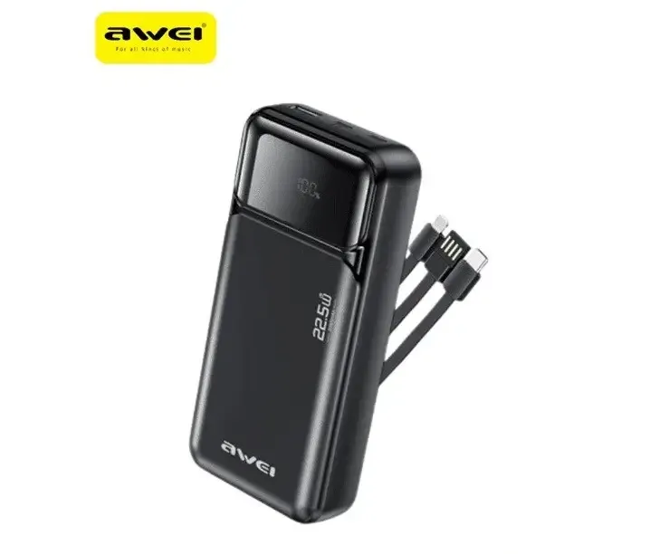 Зовнішній акумулятор Power Bank AWEI PA-93 20000 мАг 22.5W QC3.0 PD дисплей швидка зарядка LED індикатор Одеса - фото 3