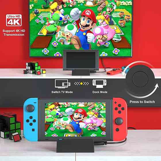 Док-станція SWANPOW для Nintendo Switch/Switch OLED з HDMI, USB 3.0, охолодженням і захистом, чорна  Київ