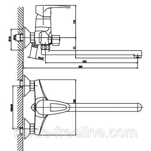 Смеситель для ванны Haiba Ceba. Chr-006 euro Харьков - изображение 3