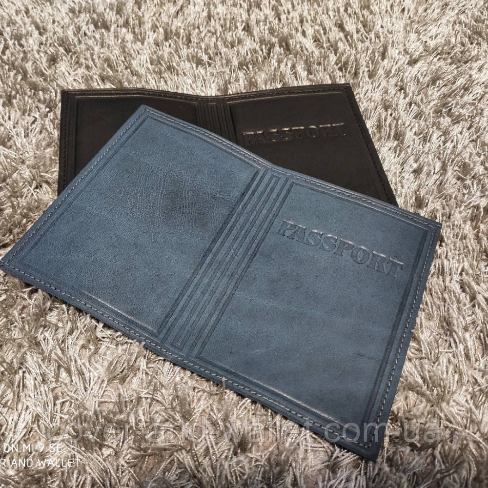 Шкіряна обкладинка на закордонний паспорт чорного кольору PS Leather Київ - фото 4