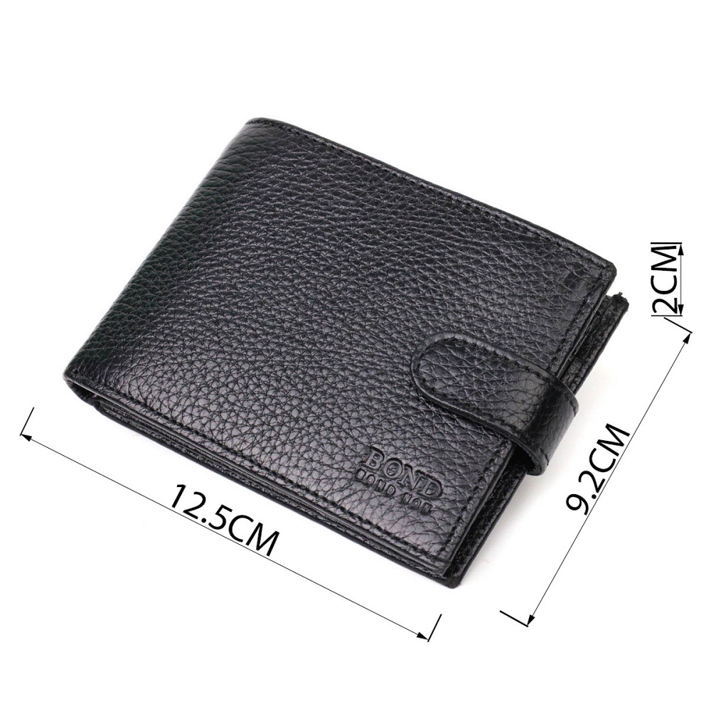 Горизонтальное портмоне для мужчин из натуральной зернистой кожи Черный (BOND) Киев - изображение 7