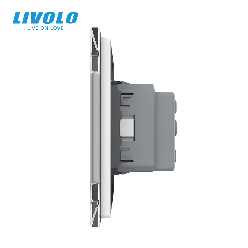 LIVOLO Електрична розетка з заземленням LIVOLO, біла, скляна рамка, шторки, 250В 16А (VL-C7C1EU Коломия - фото 7