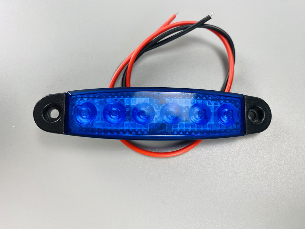 Ліхтар LED габаритний 24V IP67 6 led діодів SMD синій, оптична лінза + кріплення для авто Мукачево - фото 7