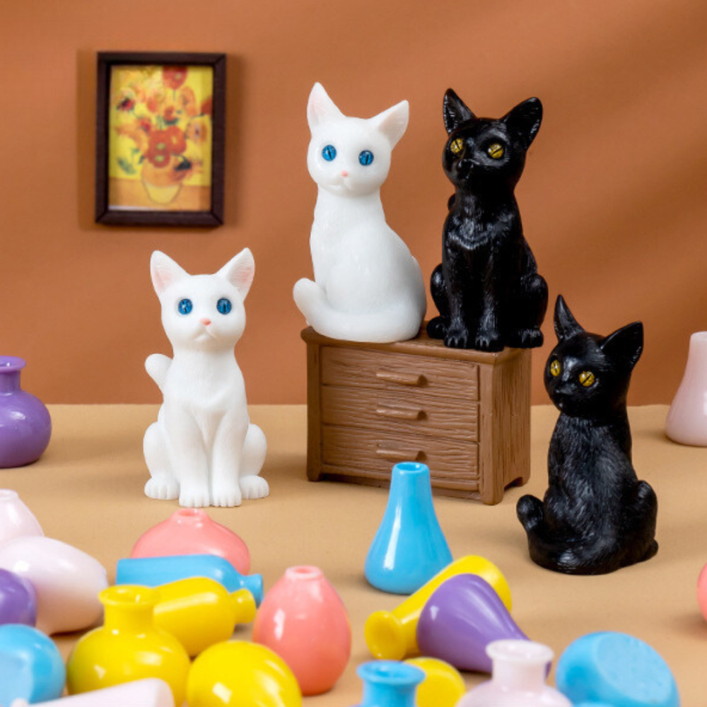 Фігурка Кошеня 4.5 х 2.3 см з серії "Кошенята з вазами" для флораріуму, моделювання Корал 1 Одеса - фото 2