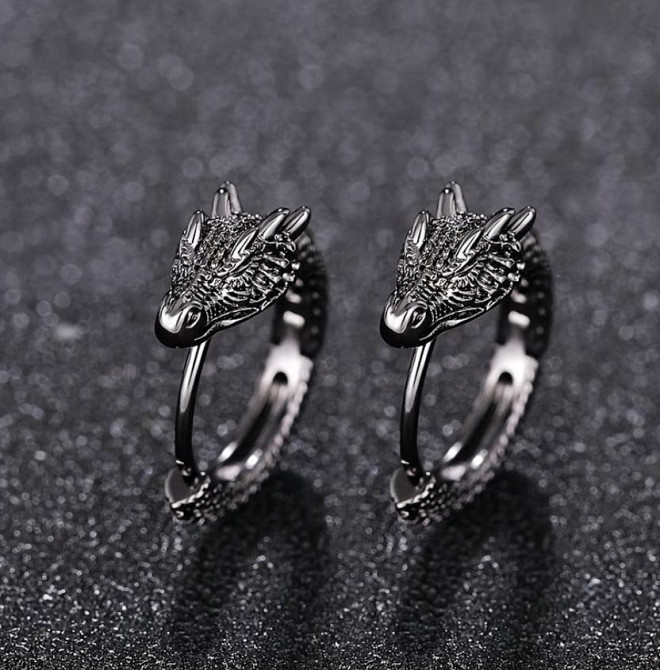 Сережки-кільця з головою дракона, пара Київ - фото 1