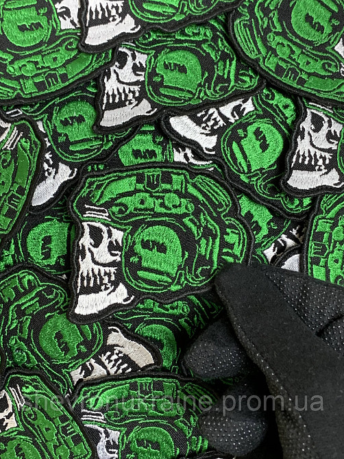 Шеврон Череп в каске (Форма контурная. На липучке) Размер 7x8см Киев - изображение 4