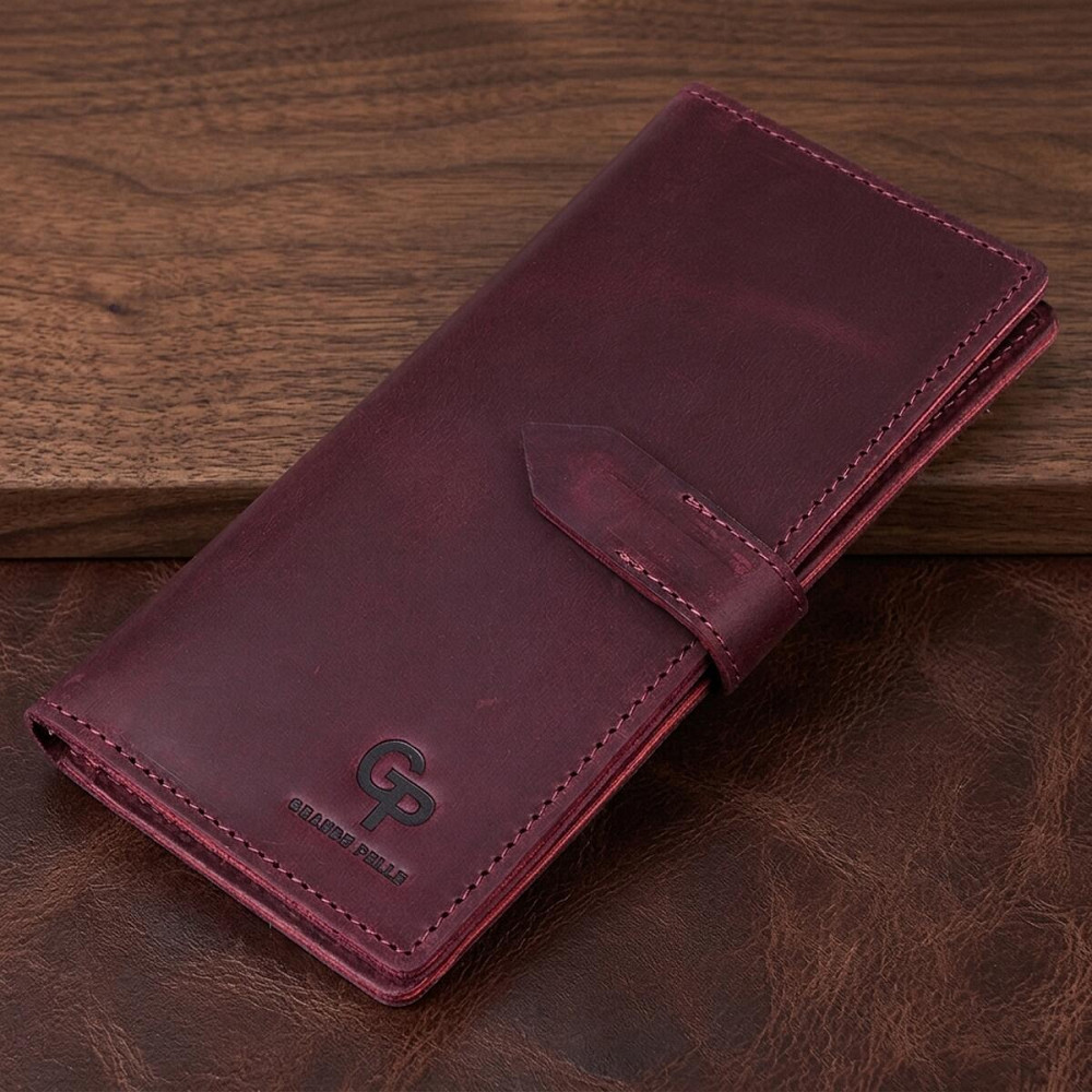 Кожаное женское матовое портмоне GRANDE PELLE 11561 Бордовый Киев - изображение 11
