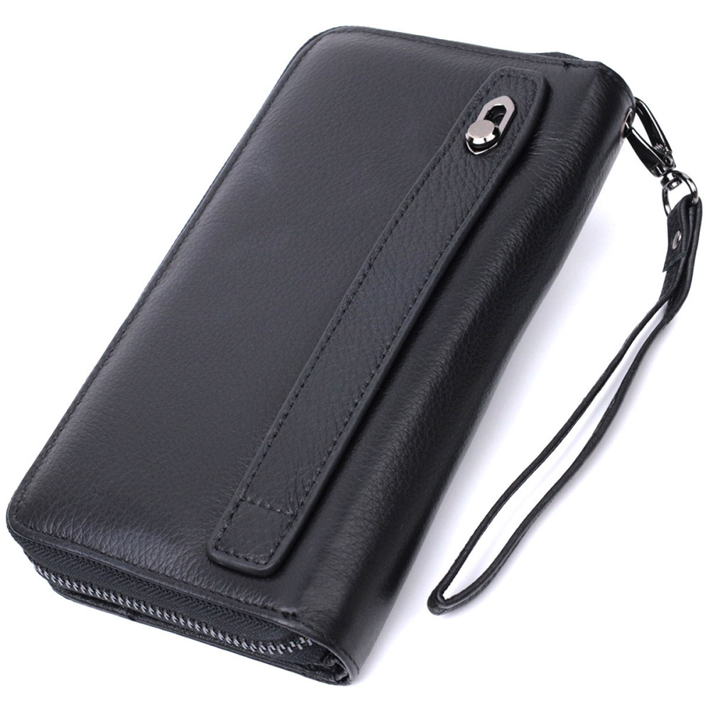 Чоловічий клатч із блоком для карт з натуральної шкіри ST Leather 22694 Чорний Київ - фото 2