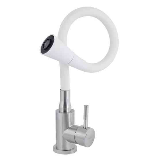 Змішувач для кухні Lidz Aria 015F31 з гнучким виливом сатин/білий Київ