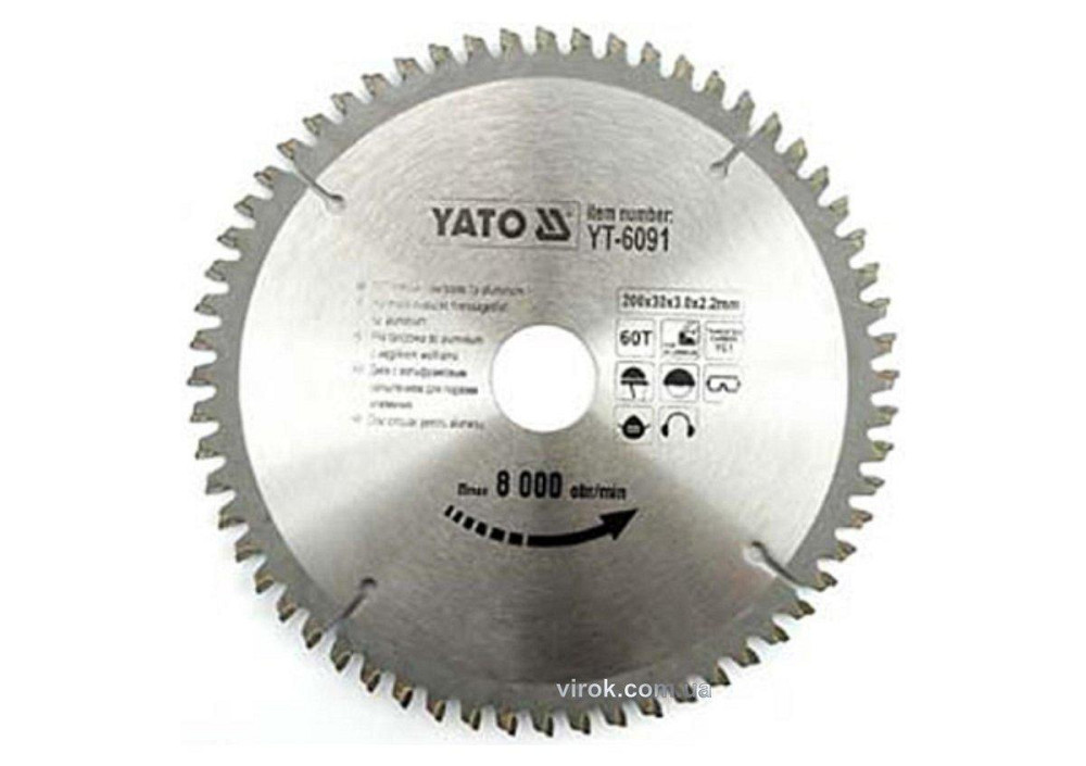 Диск пиляльний по алюмінію YATO, 200х30х3.0х2.2 мм, 60 зубців, R.P.M до 8000 1/хв [10/20] Одесса - изображение 1