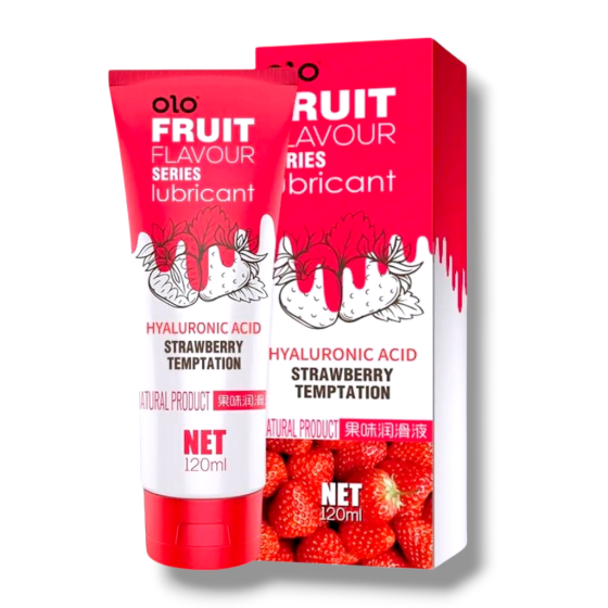 Лубрикант OLO Fruit flavour Strawberry temptation, зі смаком полуниці, водна основа 120мл Sex Aura Київ