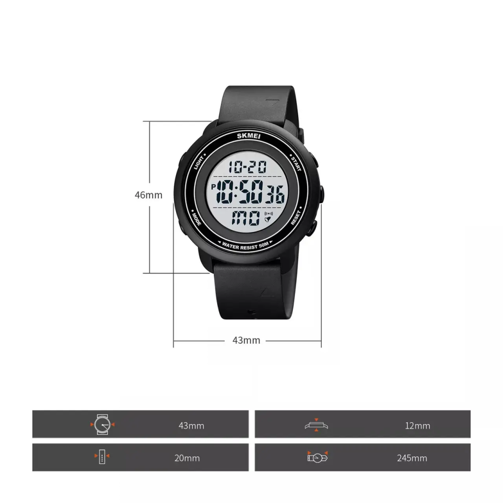 Спортивные мужские часы Skmei 1736 (Черные с белым циферблатом) Винница - изображение 10