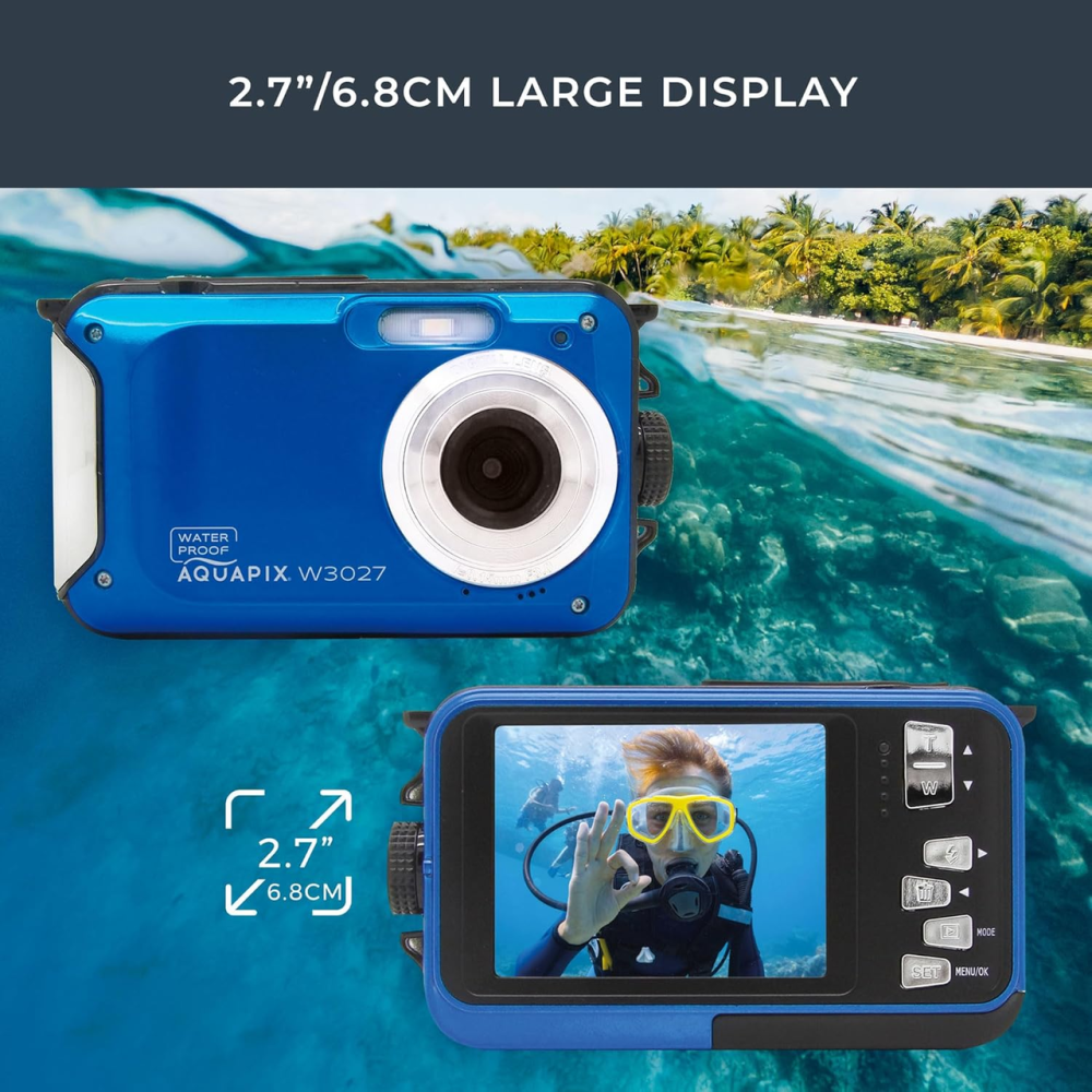 Цифрова підводна камера Easypix Aquapix W3027-M Wave Marine Blue водонепроникний компактний фотоапарат (синій) Київ - фото 4