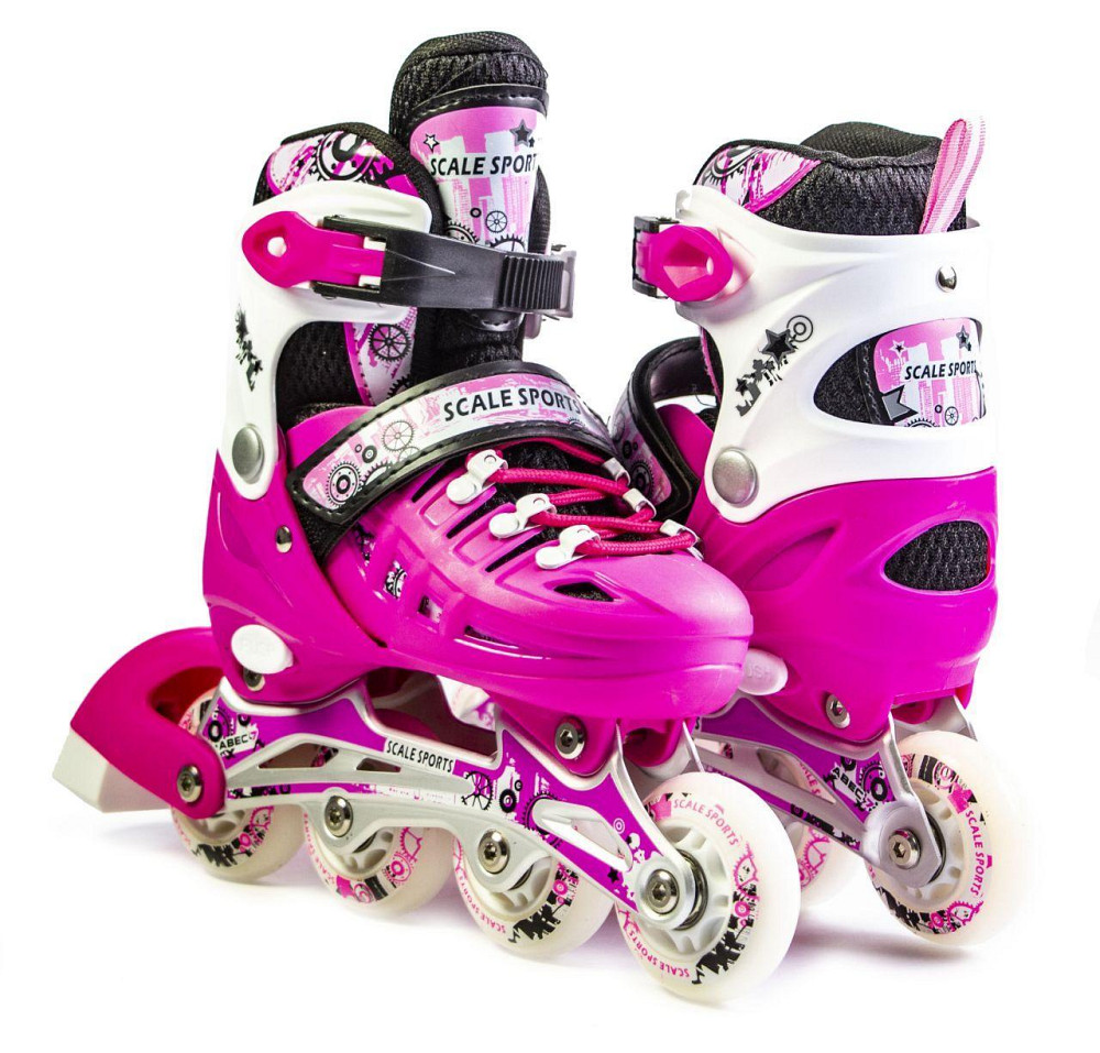 Детские ролики Scale Sports Pink с подсветкой переднего колеса. Колеса мягкие. Размер 38-41 Одесса - изображение 1
