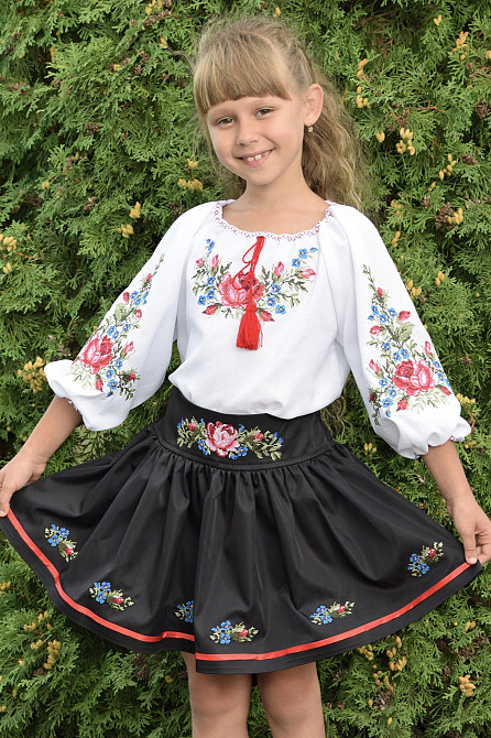Вышиванка для девочки Вера с рукавом 3/4 белого цвета Сумы - изображение 1