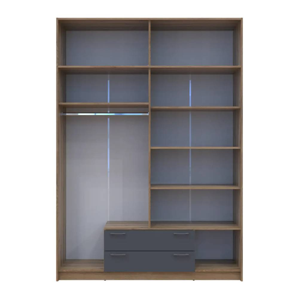 Шкаф для одежды Doros Ронди с антресолью и зеркалом Дуб Артизан/Графит 4ДСП 160х52х236 DRS-011677 (80737830) Днепр - изображение 5