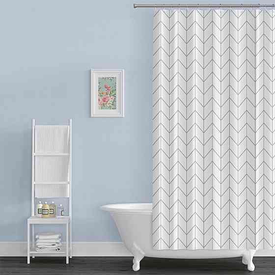 Шторка для ванной комнаты Bathlux 180 x 180 см с водоотталкивающим покрытием, Белая с серыми ромбиками Каменец-Подольский