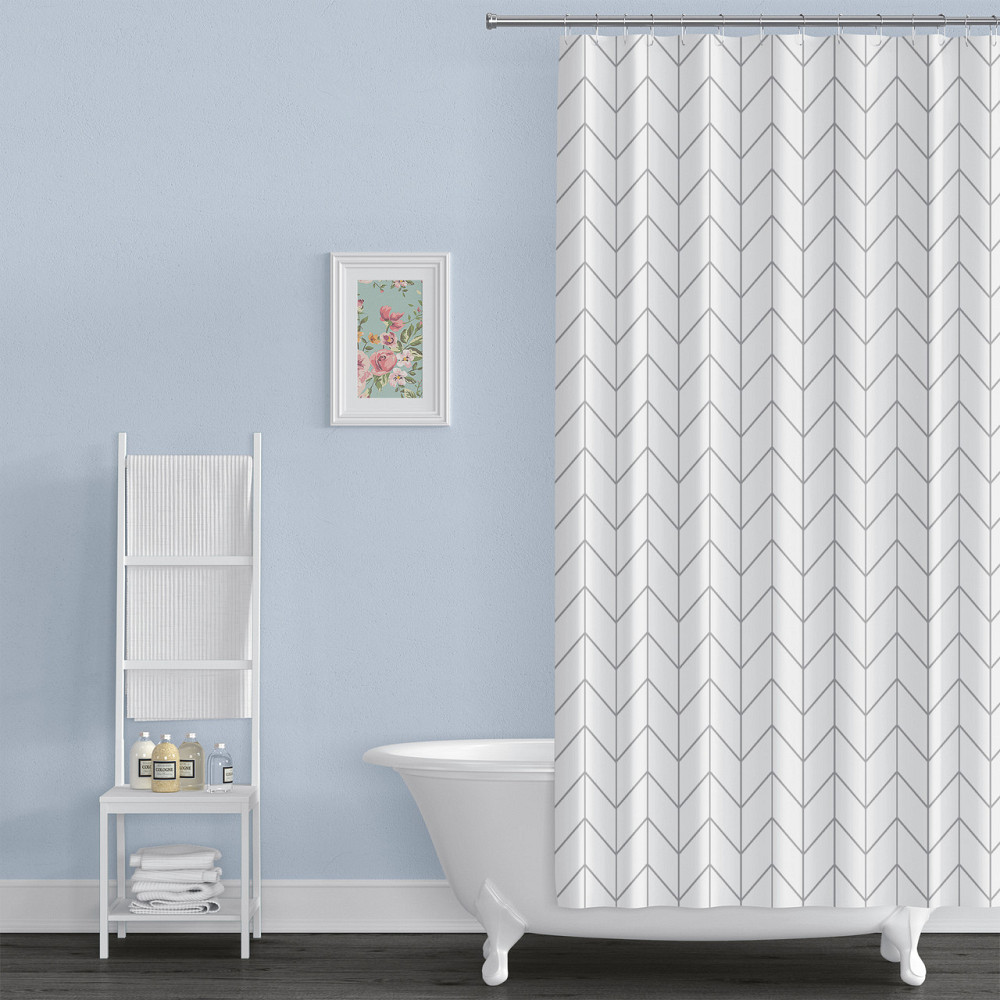 Шторка для ванної кімнати Bathlux 180 x 180 см люкс якість з водовідштовхувальним покриттям, Біла з сірими ромбами Кам'янець-Подільський - фото 5