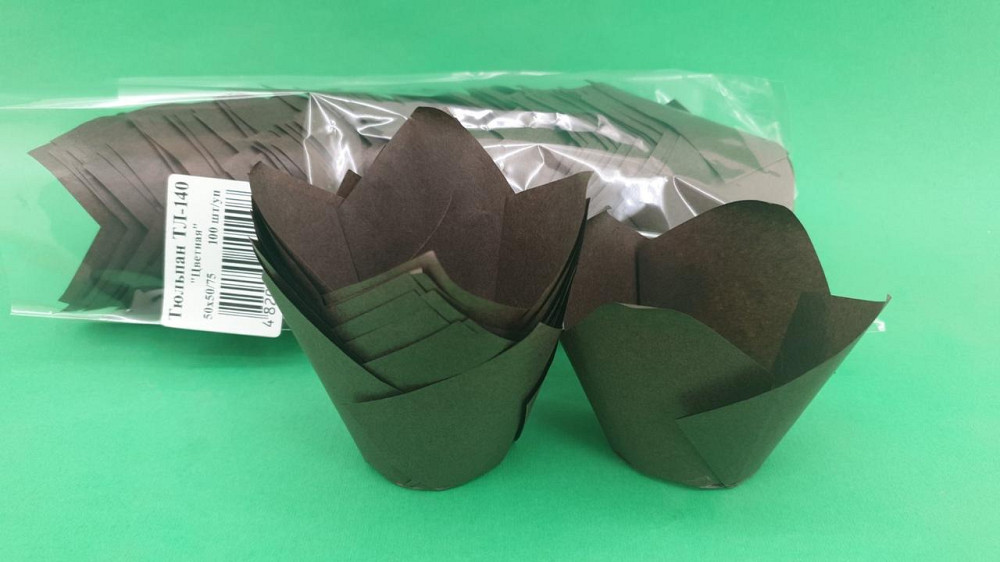 Тарталетки паперові для кексів ТЛ-140" Тюльпан Коричневий" (50*50/75) (100 шт.) (1 уп.) Харків - фото 1