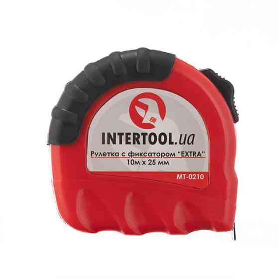 Рулетка з металевим полотном, з фіксатором, 10 м, 25 мм, "EXTRA" INTERTOOL MT-0210 Київ