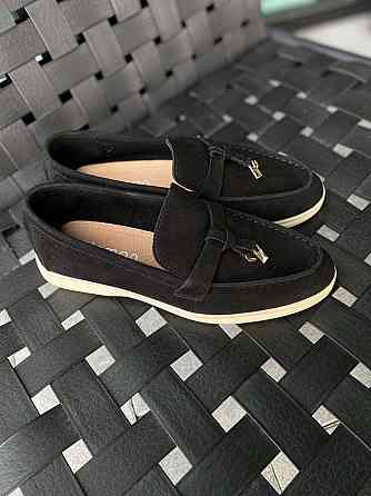 Lemon Лофери жіночі замшеві чорні на плоскій підошві весна-осінь р. 36-41 / Лофери з натурально Коломия