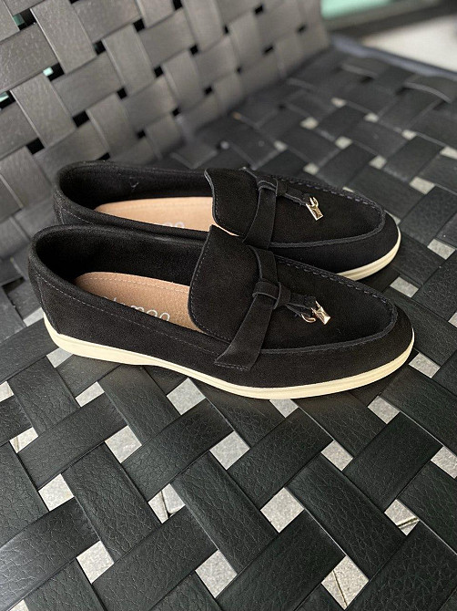 Lemon Лофери жіночі замшеві чорні на плоскій підошві весна-осінь р. 36-41 / Лофери з натурально Коломия - фото 2