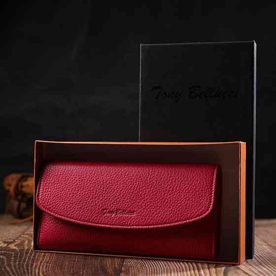 Красочный женский кошелек с монетницей на молнии из натуральной кожи Фуксия (Tony Bellucci) Киев