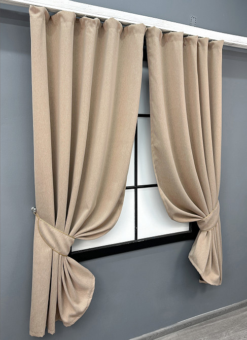 Комплект коротких штор VR-Textil Блэкаут двусторонний Eclipsе № 1817ш Песочный 130х170 см 2 шт (35-0400 Киев - изображение 2