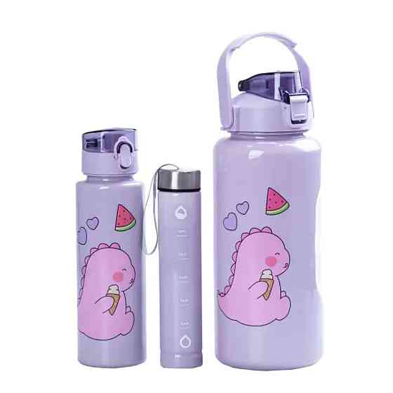 Набор многоразовых бутылок 3 в 1 Дракоша 0.3л 0.7л 2л Фиолетовый HPZSB120013V Киев