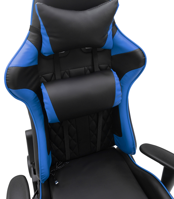 Геймерське комп'ютерне крісло з масажером, ергономічними подушками та підставкою для ніг, Чорний/Синій (G900) Київ - фото 8