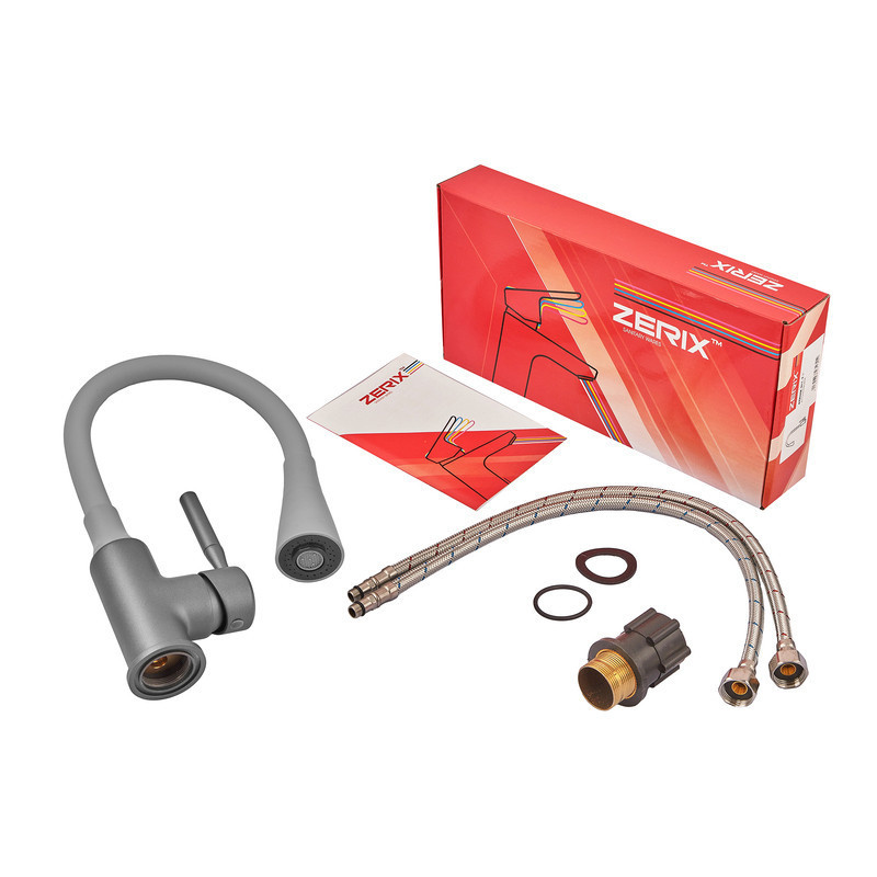 Змішувач для кухні Zerix Atrium-011-T Graphite Refl.Gray (Колір графіт+силік.вилив сірий) (ZX6107) ( 10213 ) Харьков - изображение 5