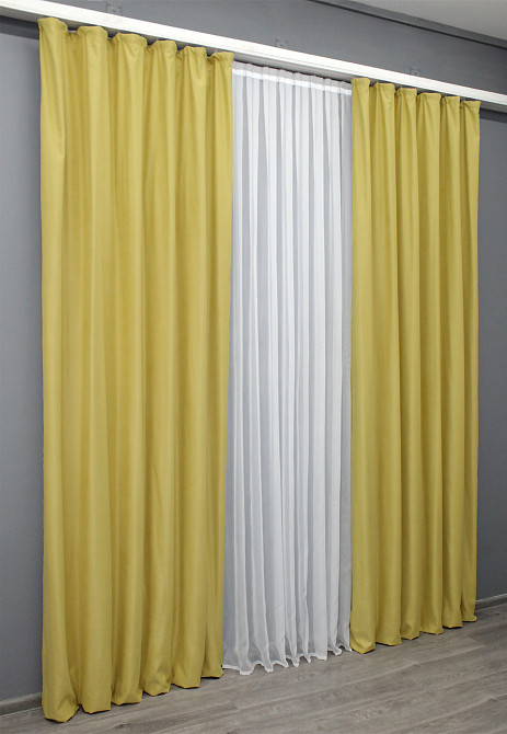 Комплект готовых штор VR-Textil Нубук однотонный № 1520ш Светло-золотистый 150х290 см 2 шт (33-0401) Киев - изображение 12