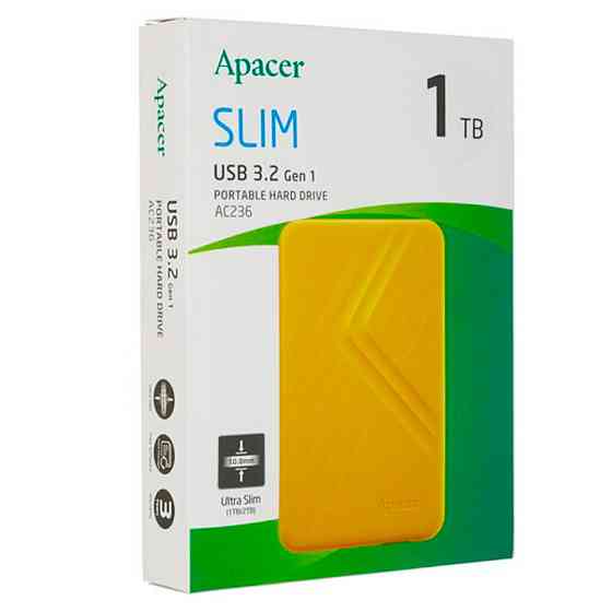 Зовнішній жорсткий диск PHD External 2.5'' Apacer USB 3.2 Gen. 1 AC236 1Tb Yellow (color box) Київ