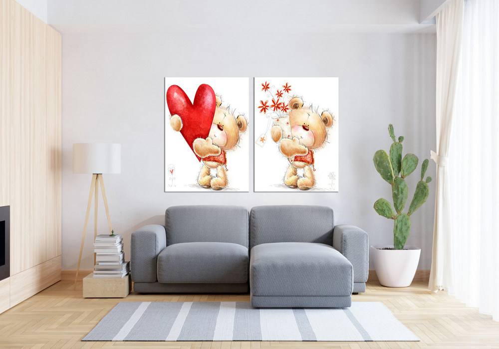 Модульная картина в гостиную / спальню  Ведмедики кохання  TLV-2_031 120х170  см Киев - изображение 3