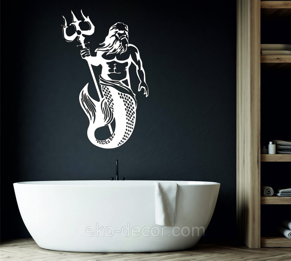 Декоративне настінне Панно «Пасейдон», Декор на стіну 50*32 см, Білий Київ - фото 1