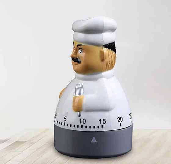 Таймер механічний для кухні, зворотній відлік, "Шеф-повар", кухонний таймер настільний, білий Київ