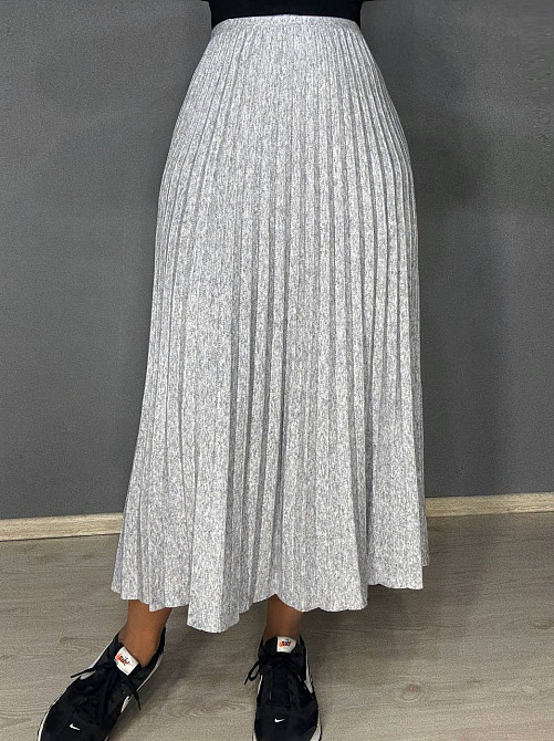 Спідниця жіноча Accorddream 62313 вʼязана пліссе міді на резинці, сірий, one size Київ - фото 3