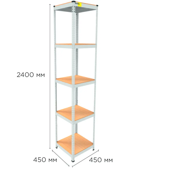 Металевий стелаж Emby Light Series (розмір 2400х450x450мм) 5 полиць ДСП до 100кг Білий Київ