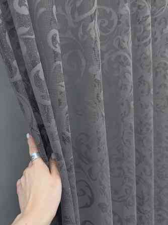 Тюль VR-Textil 1484т Жакард з вишивкою графітовий 300х270 см (40-323) Київ