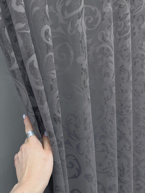 Тюль VR-Textil 1484т Жакард з вишивкою графітовий 300х270 см (40-323) Київ - фото 4