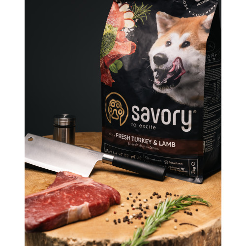 Корм сухий Savory Large Breeds rich in Fresh Turkey and Lamb для дорослих собак великих порід від 25 кг зі свіжим ягням та і Київ - фото 8