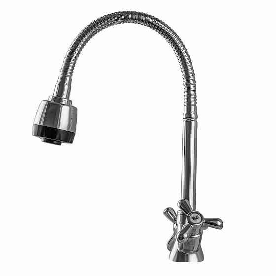 Змішувач для кухні DOMINO DK-H1-2N-103MA Chrom хрест кераміка,с гофровиливом Тернопіль