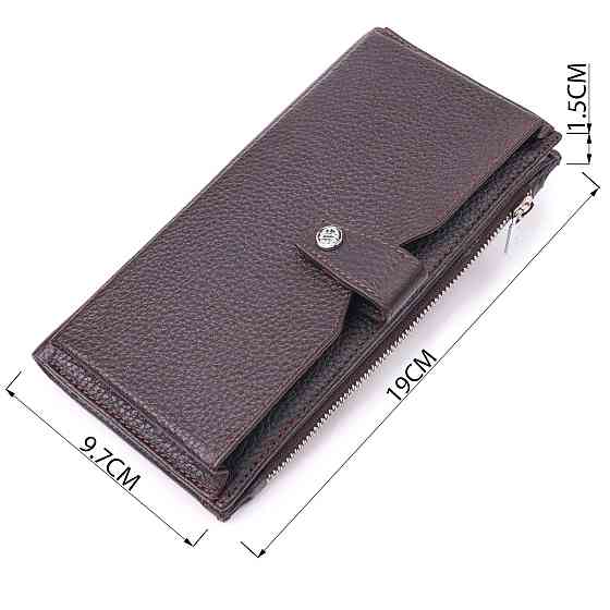 Мужское вертикальное портмоне из натуральной кожи KARYA 21421 Коричневый Киев