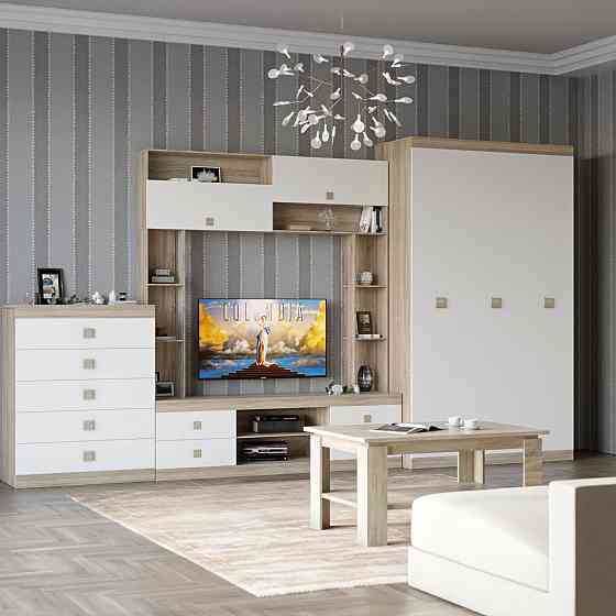 Вітальня Еверест Соната Комплект 28 (модульна - 4 елементи) дуб сонома + білий (DTM-2516) Дніпро